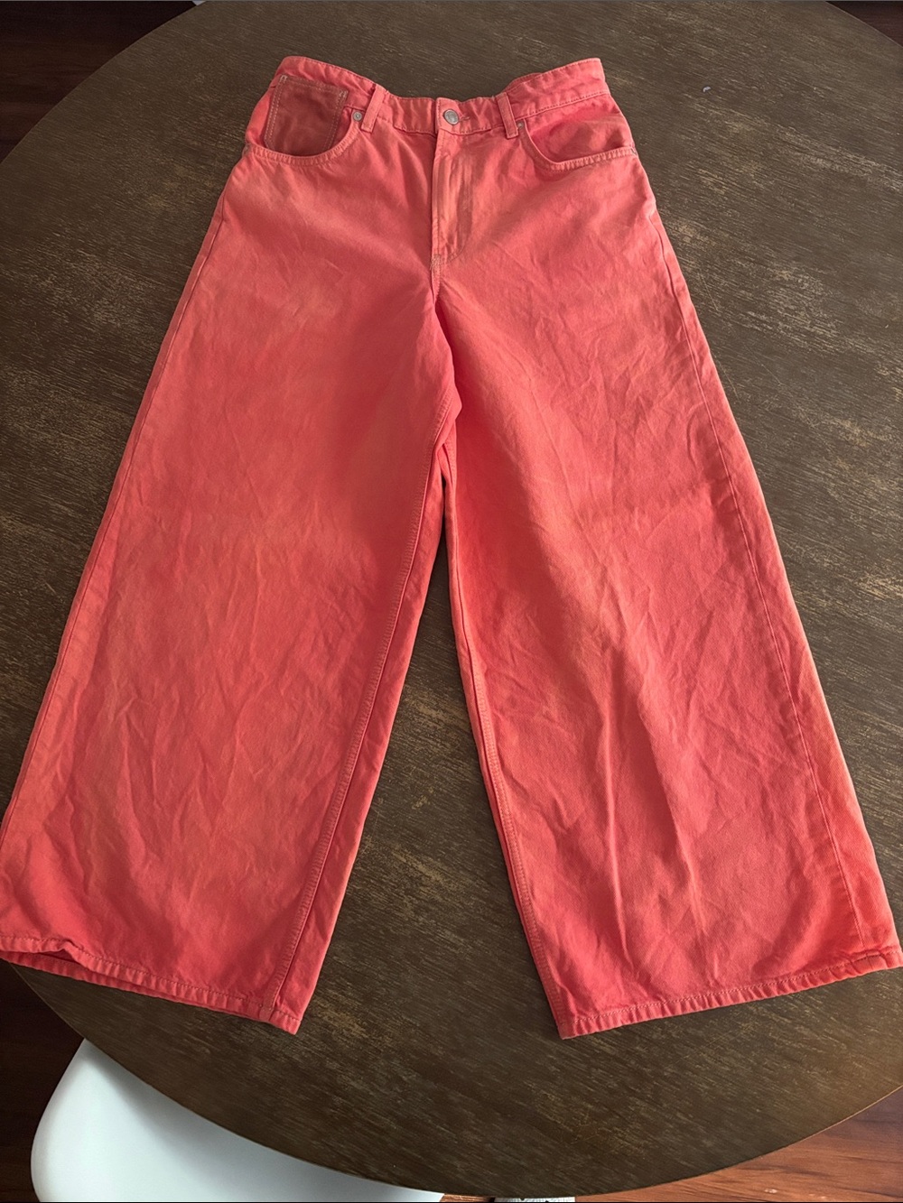We The Free Waterfalls Baggy Wide Leg Jeans in Coral size 29 Short